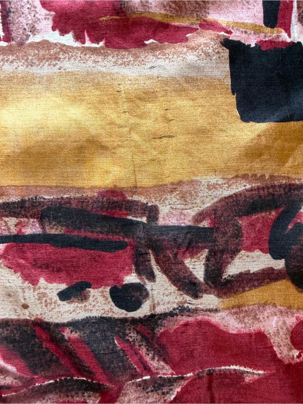 Vintage silk Scarf - Brown, Black & Burgundy - Picture 4 of 5